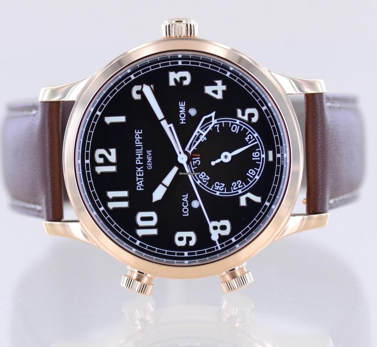 Patek Philippe Calatrava Pilot Travel Time 18k Ros Gold Cal 324 Brown Dial Luxusuhr