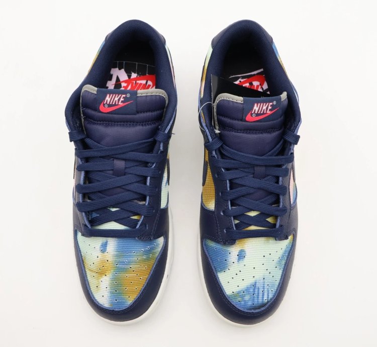 Dm0108-400 Nike Dunk Low Graffiti Navy Yellow Obsidian Summit White Red