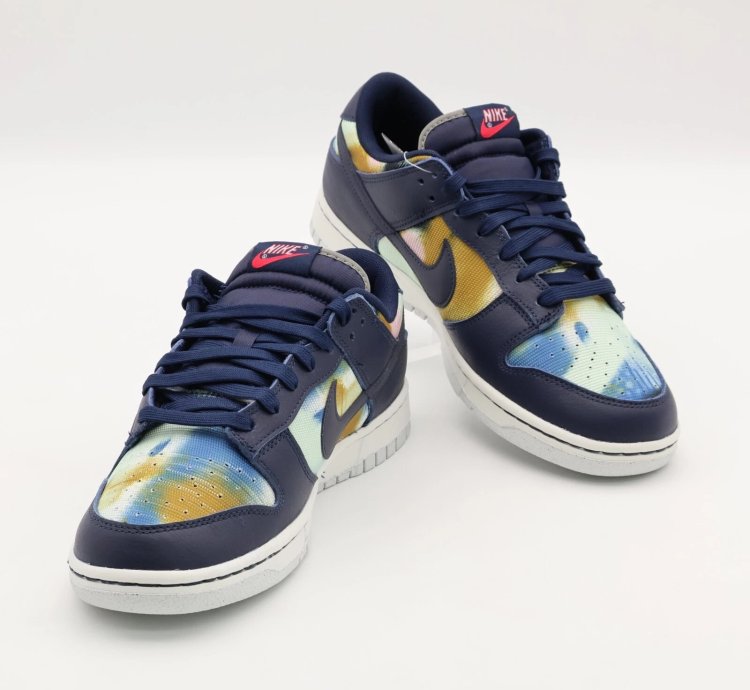 Dm0108-400 Nike Dunk Low Graffiti Navy Yellow Obsidian Summit White Red