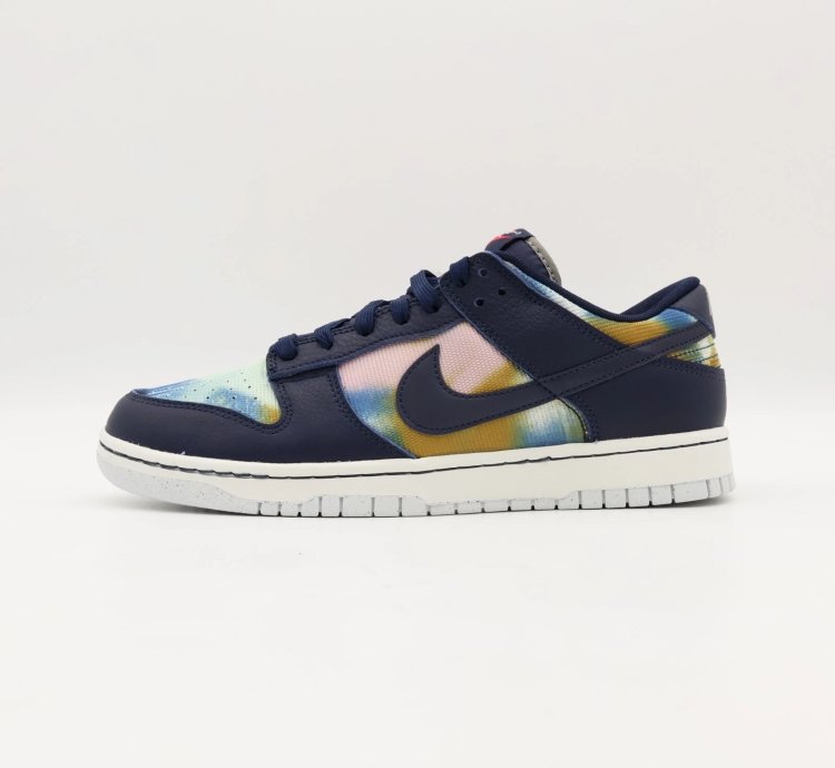 Dm0108-400 Nike Dunk Low Graffiti Navy Yellow Obsidian Summit White Red
