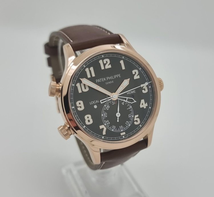Patek Philippe Calatrava Pilot Travel Time 18k Rose Gold Mens 42mm Watch Ps