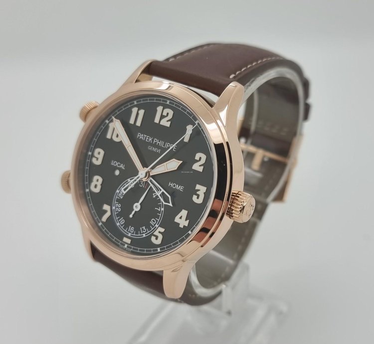 Patek Philippe Calatrava Pilot Travel Time 18k Rose Gold Mens 42mm Watch Ps