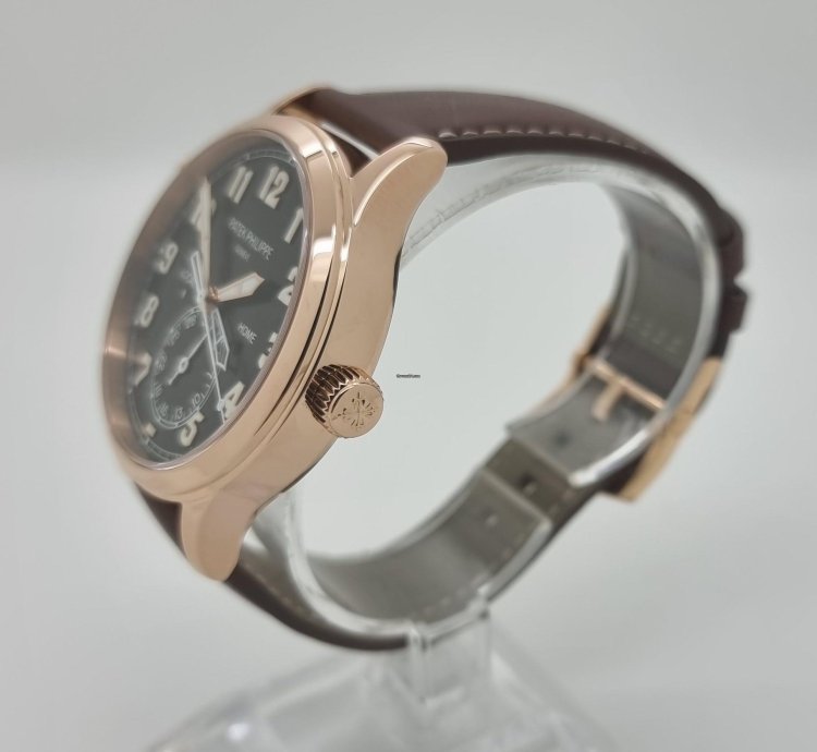 Patek Philippe Calatrava Pilot Travel Time 18k Rose Gold Mens 42mm Watch Ps
