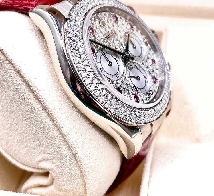 Rolex Daytona 18kt Whitegold Ruby Diamond Original Setting Very Rare Piece