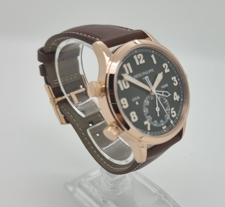 Patek Philippe Calatrava Pilot Travel Time 18k Rose Gold Mens 42mm Watch Ps
