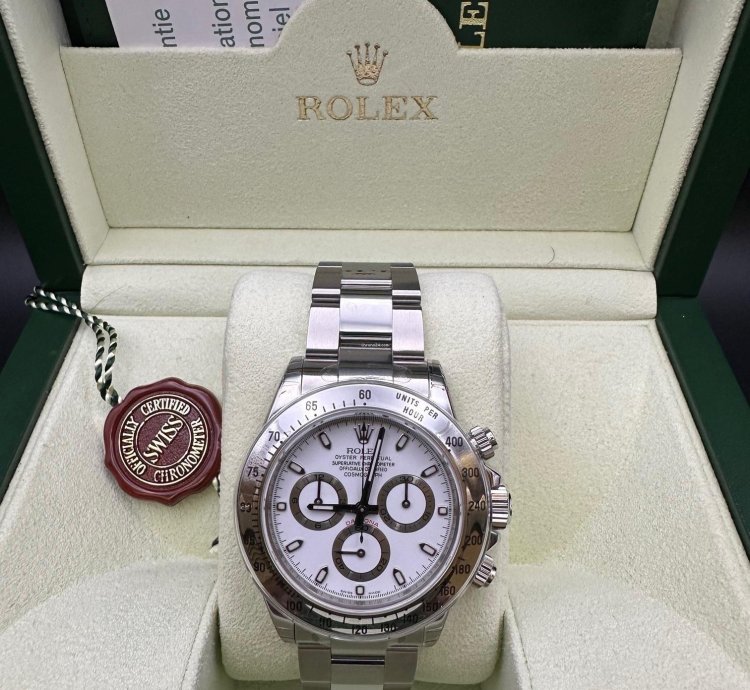 Rolex Daytona 2007 White Dial 116520 Full Stickers Full Set Nos Unworn
