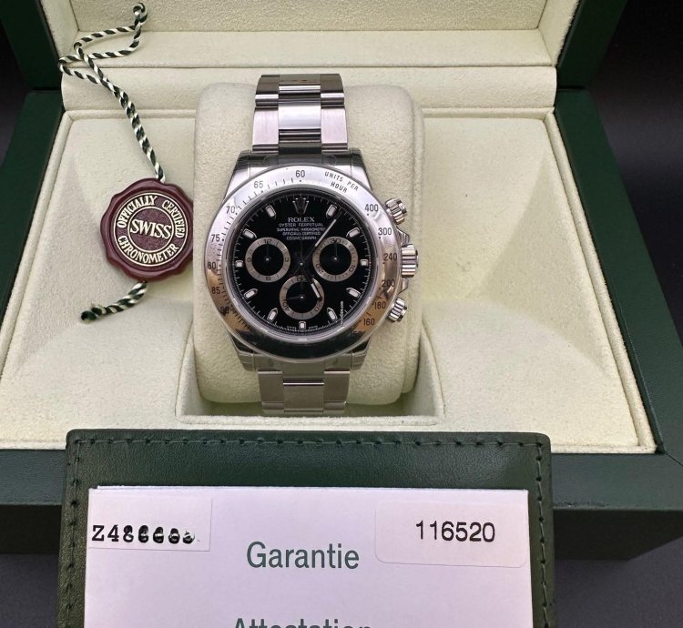 Rolex Daytona 2008 Black Dial 116520 Full Stickers Full Set Nos Unworn