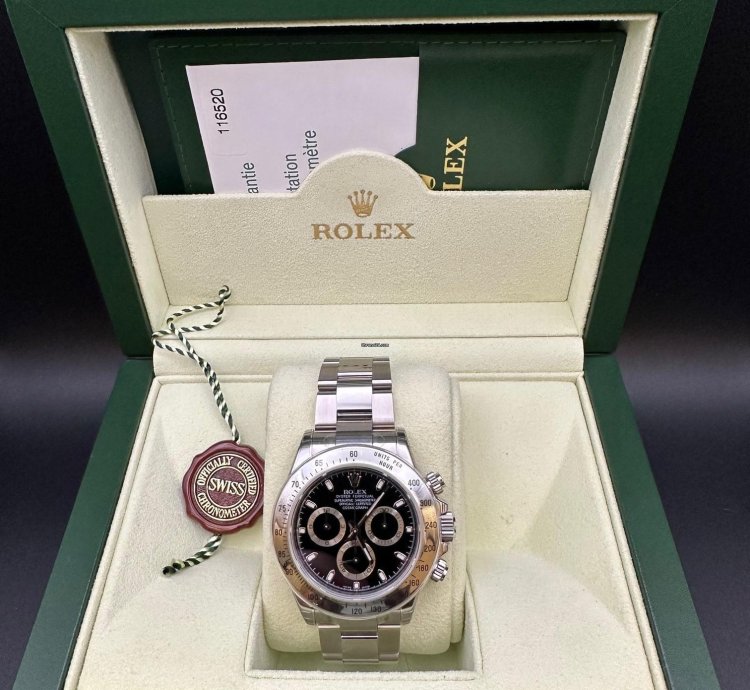 Rolex Daytona 2008 Black Dial 116520 Full Stickers Full Set Nos Unworn