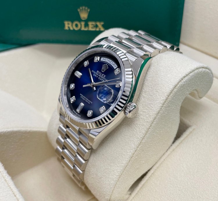 Rolex Day-date 36 New Day-date 36mm 128239 Fluted Bezel Blue Ombre Diamond Dial Presidential Band
