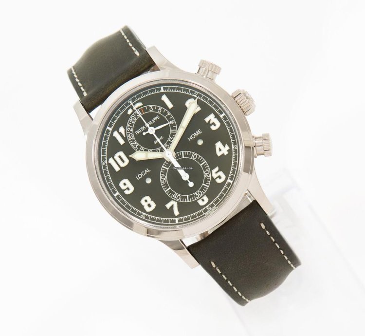 Patek Philippe Calatrava Pilot Travel Time Chronograph 11 2023 Top Condition Box Papers Vat