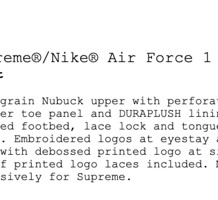 Supreme Nike Air Force 1 Low Wheat