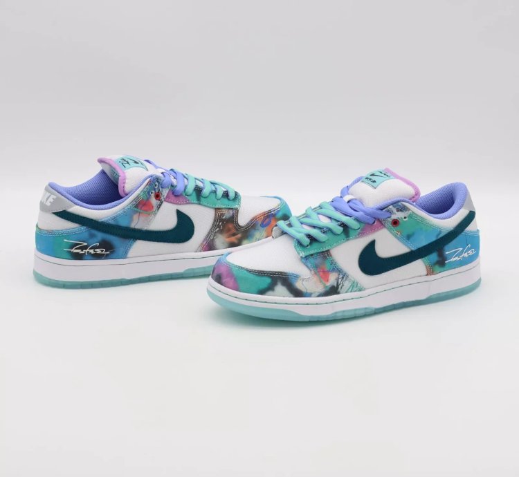 Hf6061-400 Futura Nike Sb Dunk Low White And Geode Teal