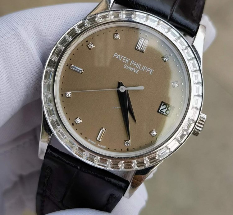 Patek Philippe Calatrava Platinum Diamond Automatic Watch 38mm Calatrava Pt950 5298p-001