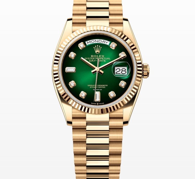 Rolex Day-date 36 Ombre Green Diamond Dial Unworn
