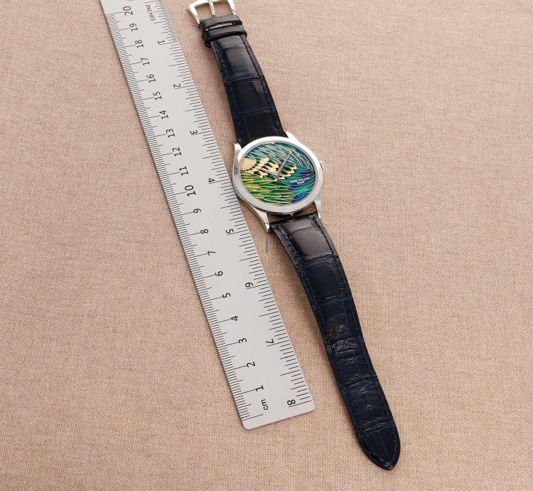 Patek Philippe Calatrava Platinum Handcraft Calatrava Ref 5077p With Peacock Or Pheasant Dial
