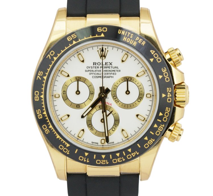 Rolex Daytona 2021 New Papers Rolex Daytona 18k Gold White Oysterflex 116518 Watch Box