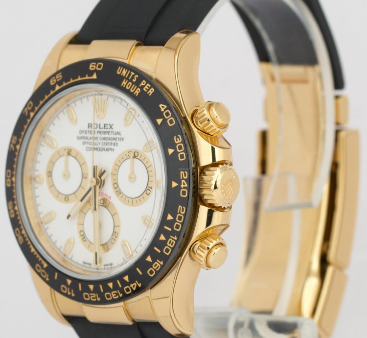 Rolex Daytona 2021 New Papers Rolex Daytona 18k Gold White Oysterflex 116518 Watch Box