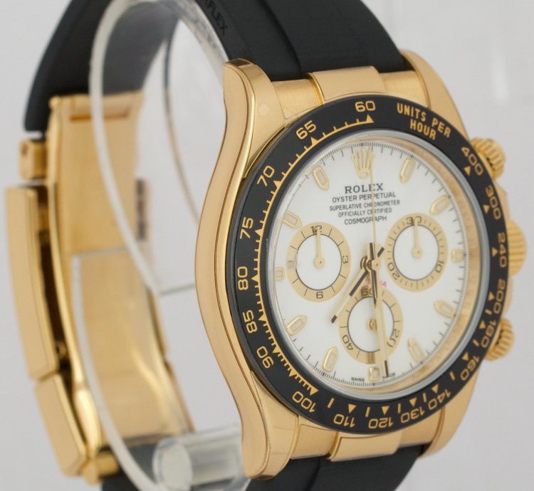 Rolex Daytona 2021 New Papers Rolex Daytona 18k Gold White Oysterflex 116518 Watch Box