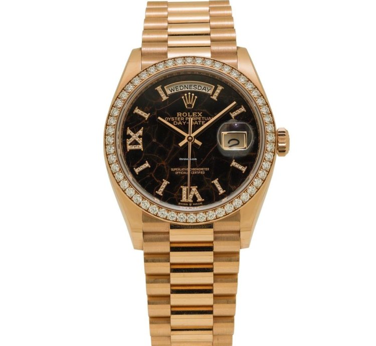 Rolex Day-date 36 Or Rose Et Diamants