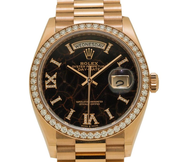 Rolex Day-date 36 Or Rose Et Diamants