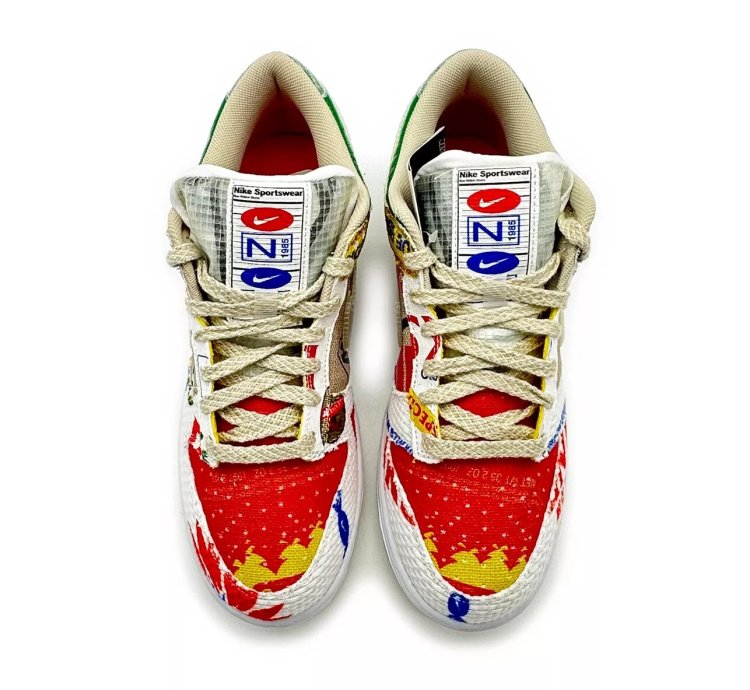 Da6125-900 Nike Dunk Low City Market Red White Beige Multi Green Yellow