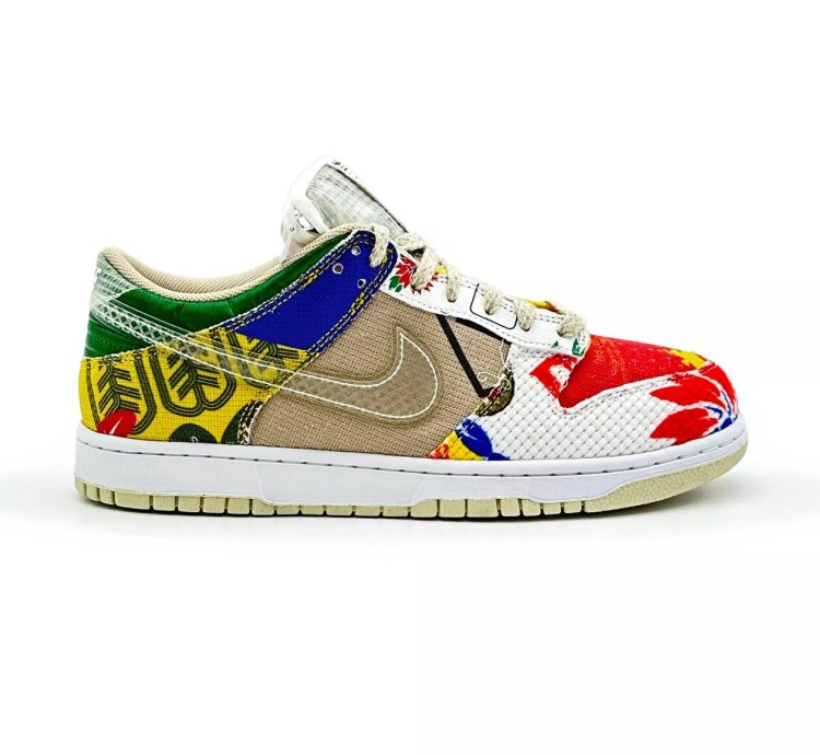 Da6125-900 Nike Dunk Low City Market Red White Beige Multi Green Yellow