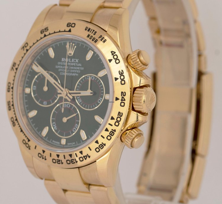 Rolex Daytona 2021 New Papers Rolex Daytona Cosmograph Green 40mm 18k Yellow Watch 116508 Box