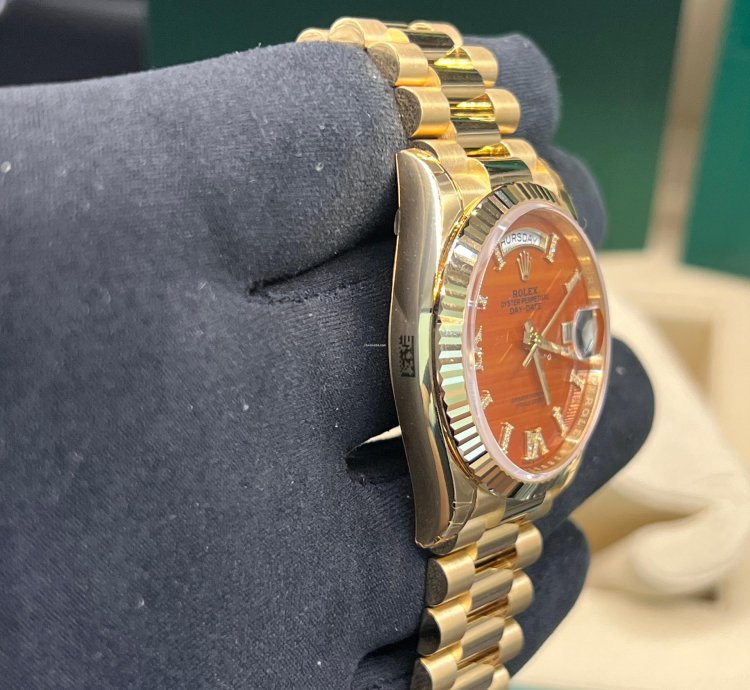 Rolex Day-date 36 Orange Diamond Dial Full Yellow Gold