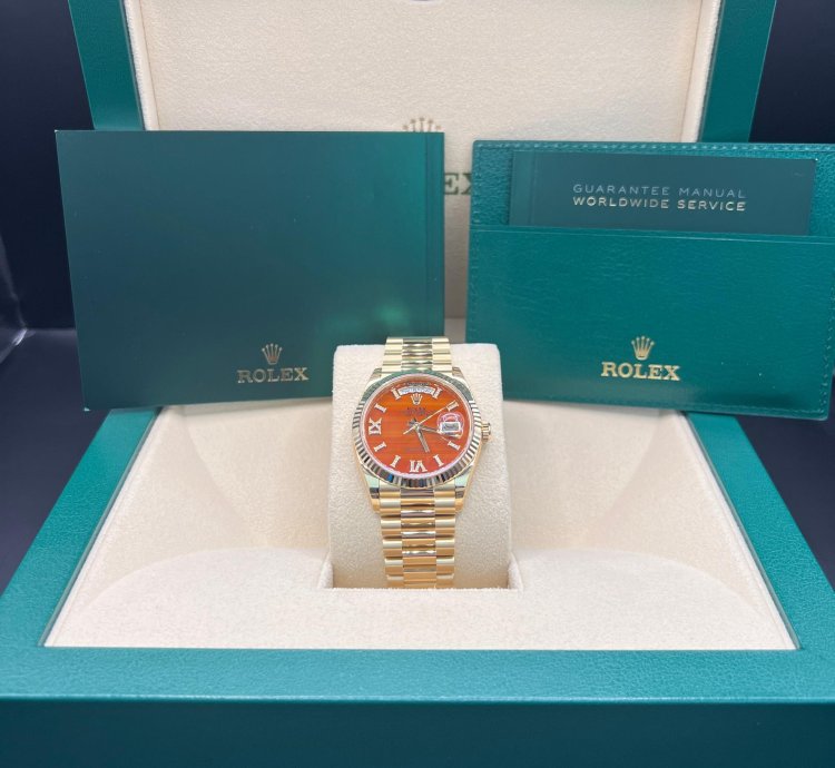 Rolex Day-date 36 Orange Diamond Dial Full Yellow Gold