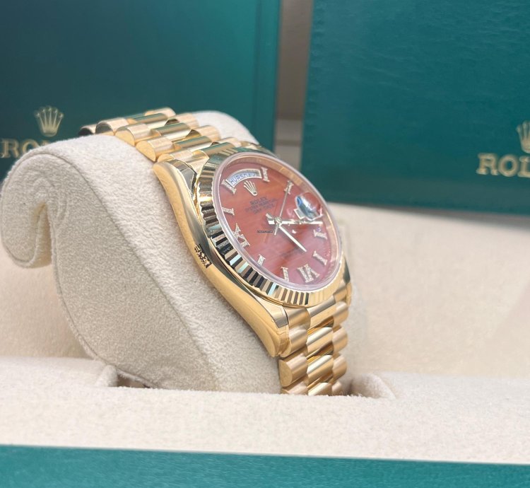 Rolex Day-date 36 Orange Diamond Dial Full Yellow Gold
