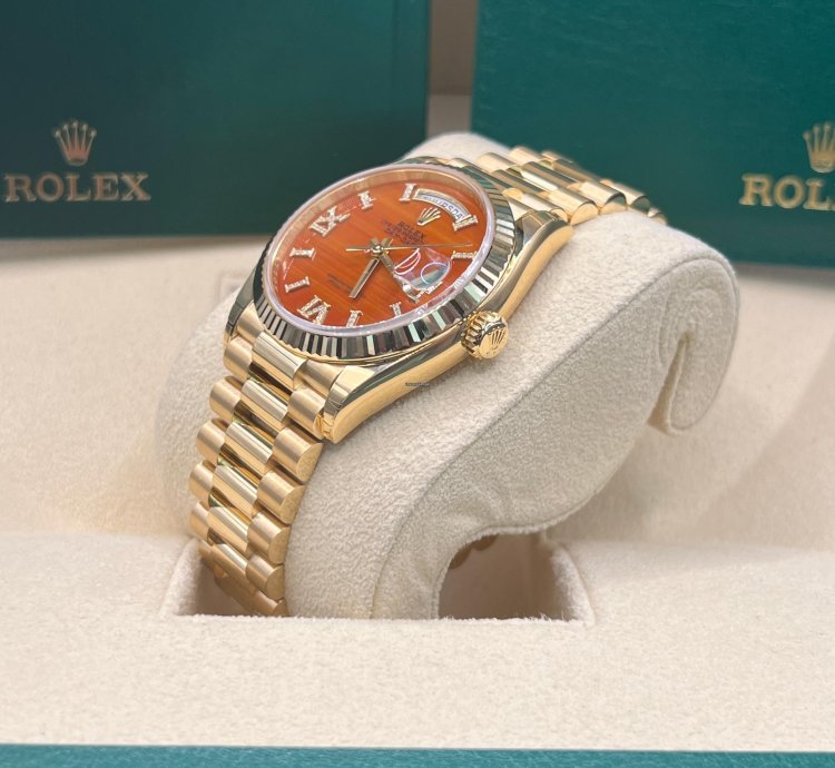 Rolex Day-date 36 Orange Diamond Dial Full Yellow Gold