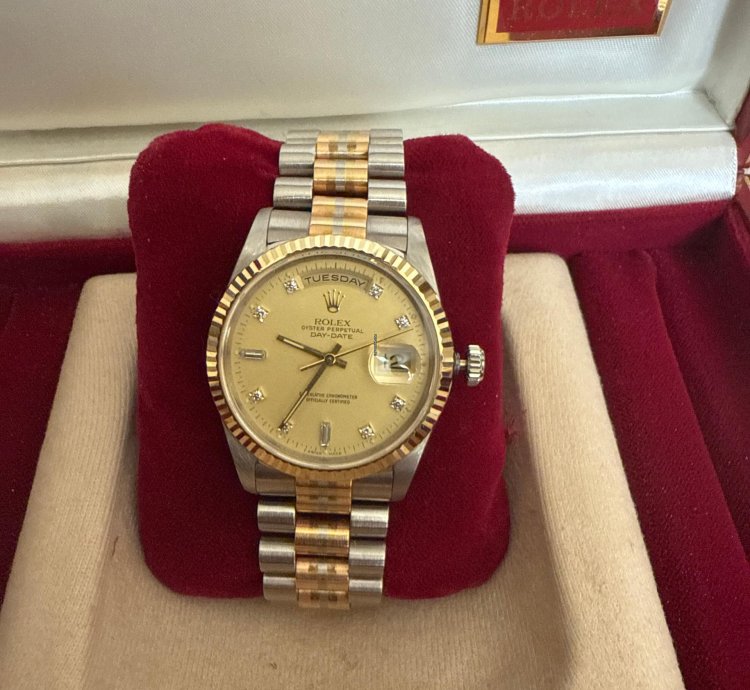 Rolex Day-date 36 Original 36 President Day-date Rolex With Diamond 3 Gold