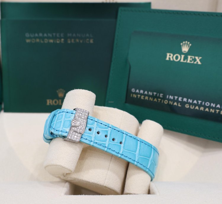 Rolex Day-date 36 Pav Tiffany Turquoise Leather New Full Set Off Catalogue