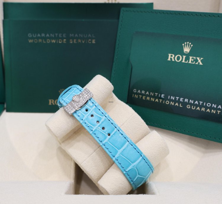 Rolex Day-date 36 Pav Tiffany Turquoise Leather New Full Set Off Catalogue