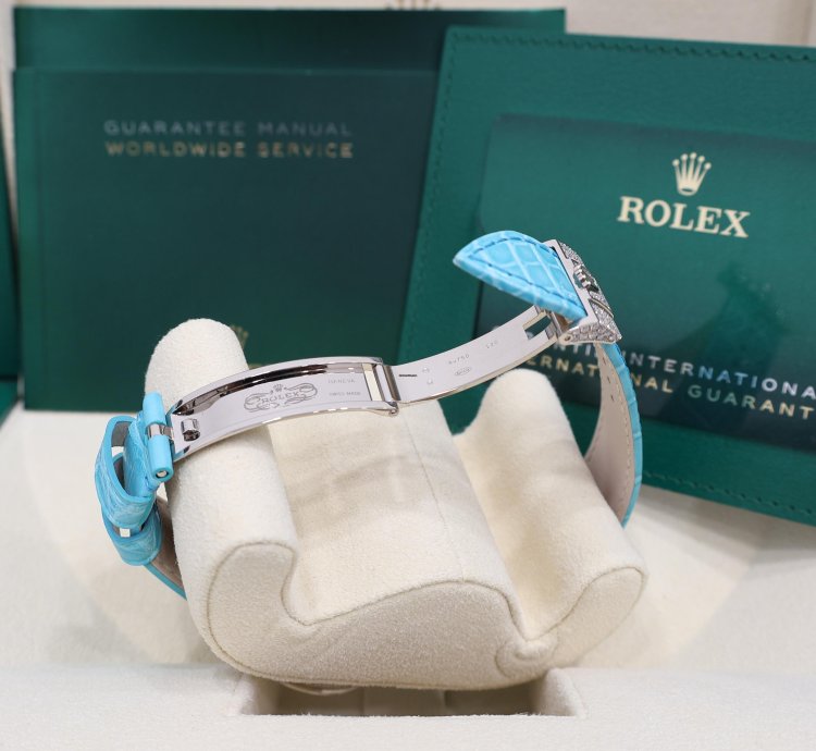 Rolex Day-date 36 Pav Tiffany Turquoise Leather New Full Set Off Catalogue