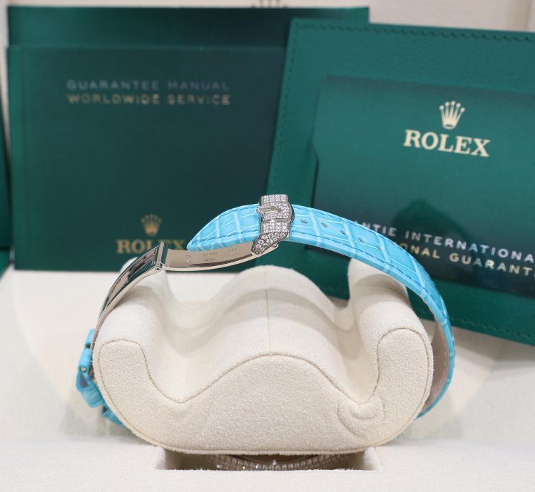 Rolex Day-date 36 Pav Tiffany Turquoise Leather New Full Set Off Catalogue