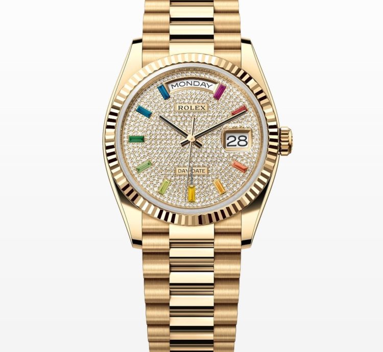 Rolex Day-date 36 Paved Rainbow Diamond Dial Unworn