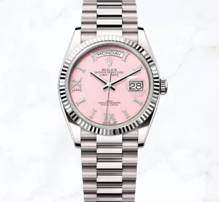 Rolex Day-date 36 Pink Opal Diamond Dial 128239 new Unworn