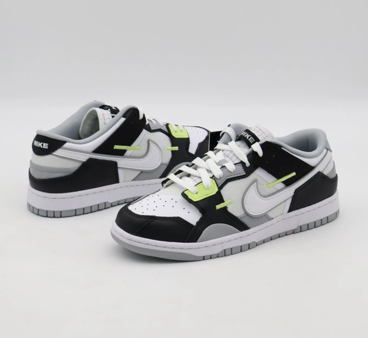 Dc9723-001 Nike Dunk Low Scrap Wolf Gray Light Lemon Twist Black White Grey