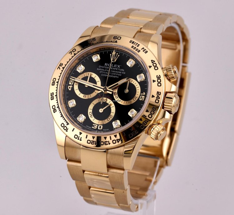 Rolex Daytona 2022 Daytona Yellow Gold Black Diamond Dial 116508