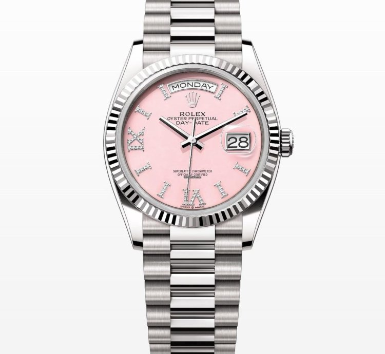 Rolex Day-date 36 Pink Roman Diamond Dial Unworn