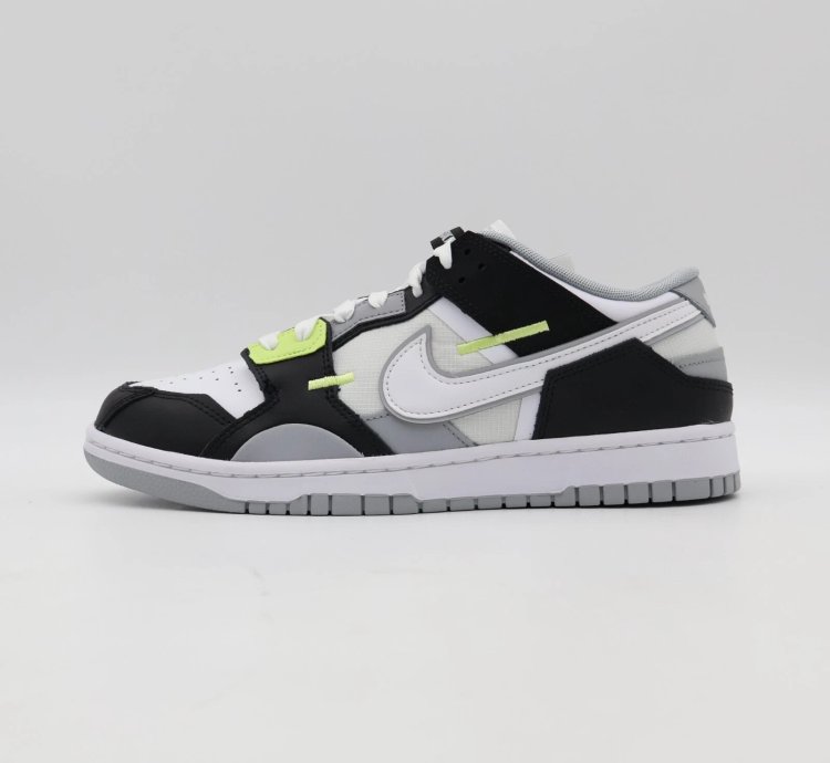Dc9723-001 Nike Dunk Low Scrap Wolf Gray Light Lemon Twist Black White Grey