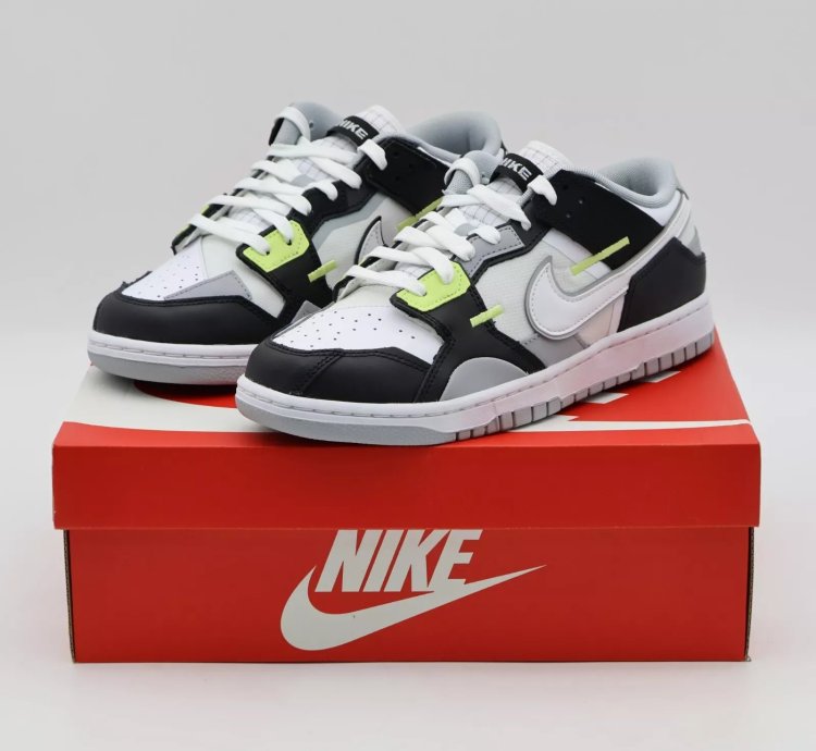 Dc9723-001 Nike Dunk Low Scrap Wolf Gray Light Lemon Twist Black White Grey