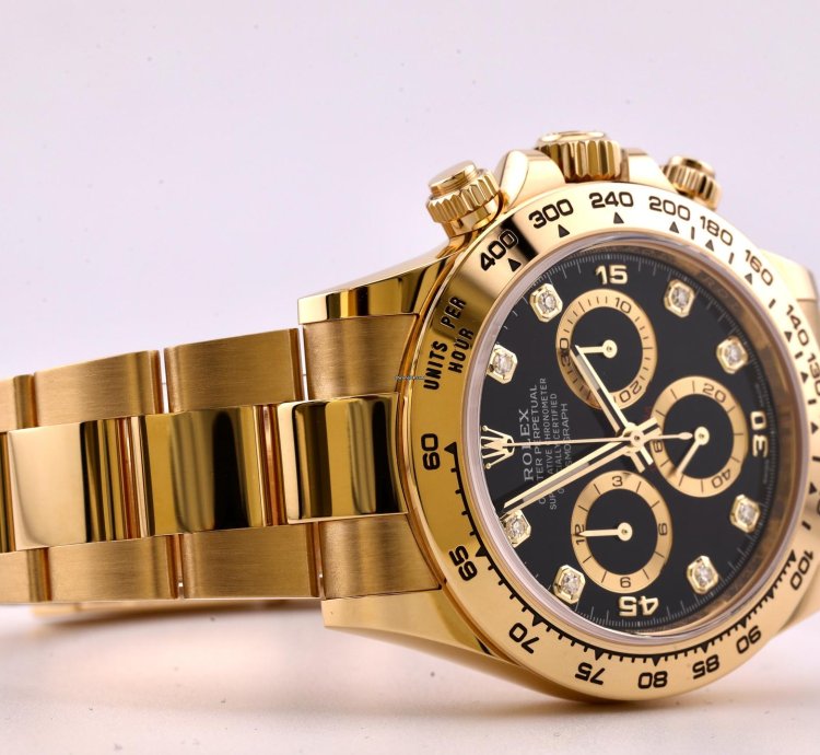 Rolex Daytona 2022 Daytona Yellow Gold Black Diamond Dial 116508