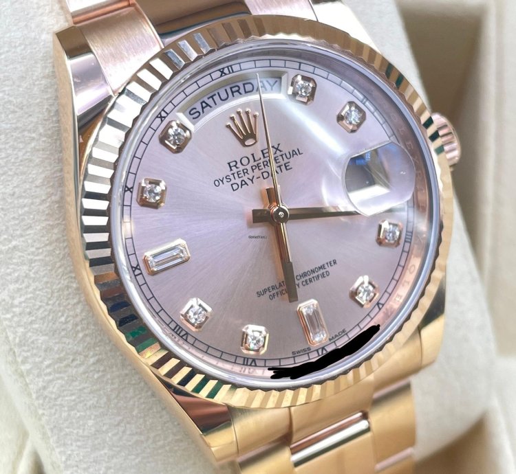 Rolex Day-date 36 Pink Sundust Diamond Dial New Unworn 2022 Full Set Box Papers