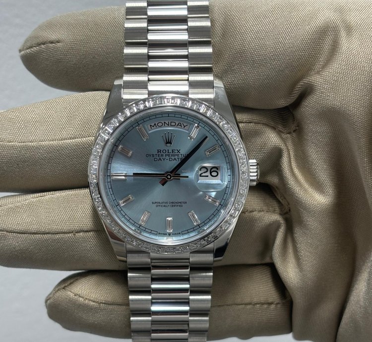 Rolex Day-date 36 Platinum 128396tbr Factory Bezel And Dial New 2023