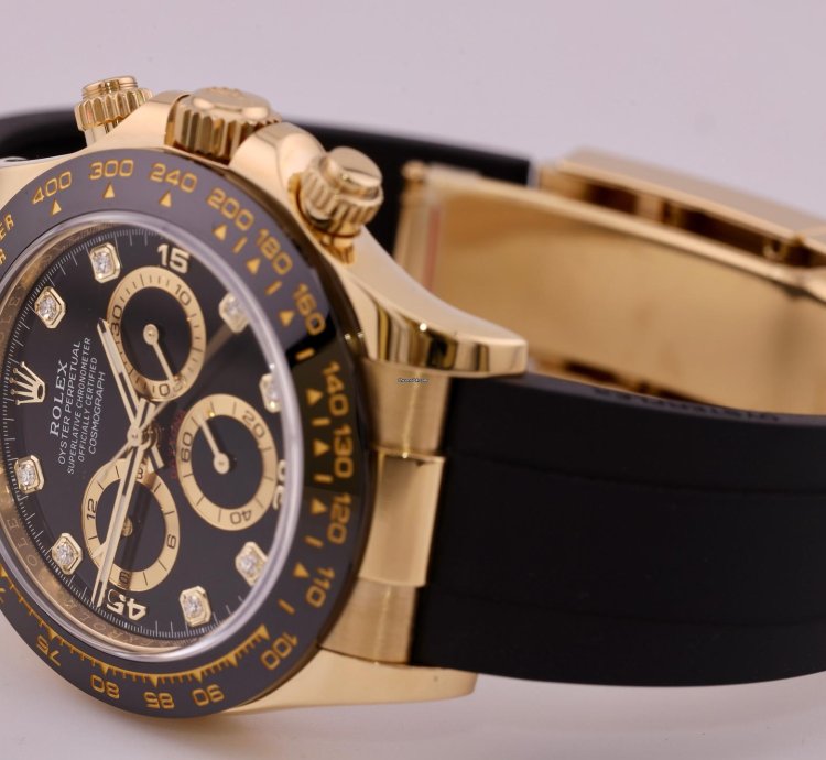 Rolex Daytona 2022 Daytona Yellow Gold Oysterflex Black Diamond Dial 126518ln