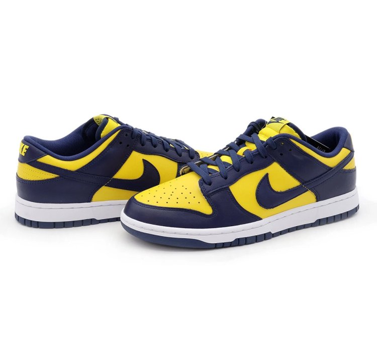 Dd1391-700 Nike Dunk Low Michigan Varsity Maze Midnight Navy White