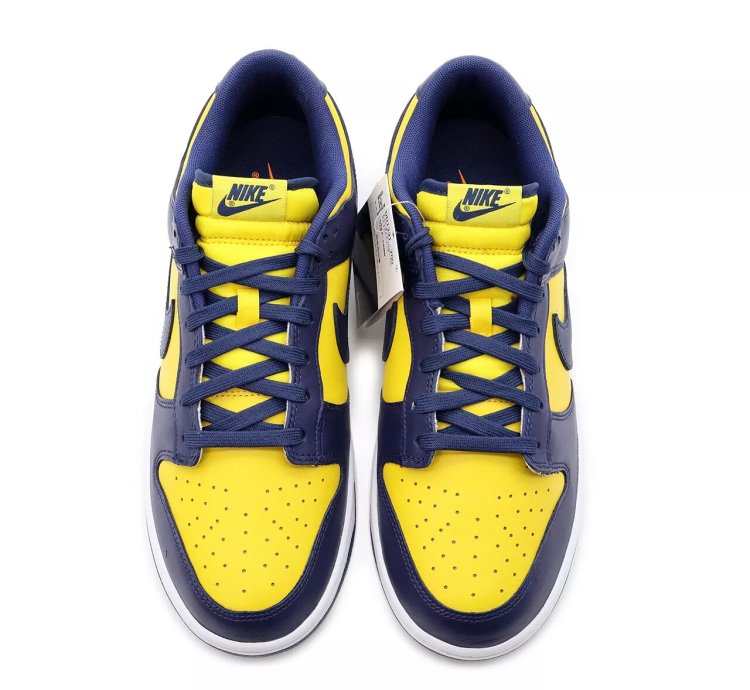 Dd1391-700 Nike Dunk Low Michigan Varsity Maze Midnight Navy White