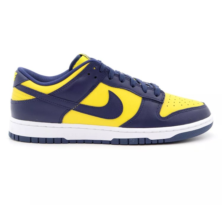 Dd1391-700 Nike Dunk Low Michigan Varsity Maze Midnight Navy White